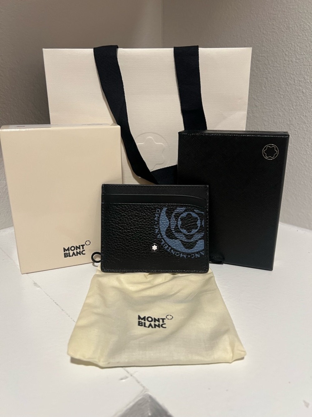 Montblanc Black Leather Card Sleeve with Signature Star Detail